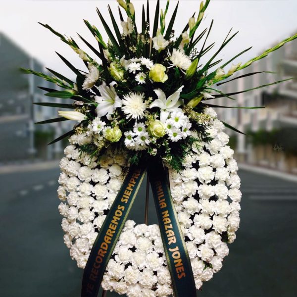 Corona fúnebre Blanca sencilla
